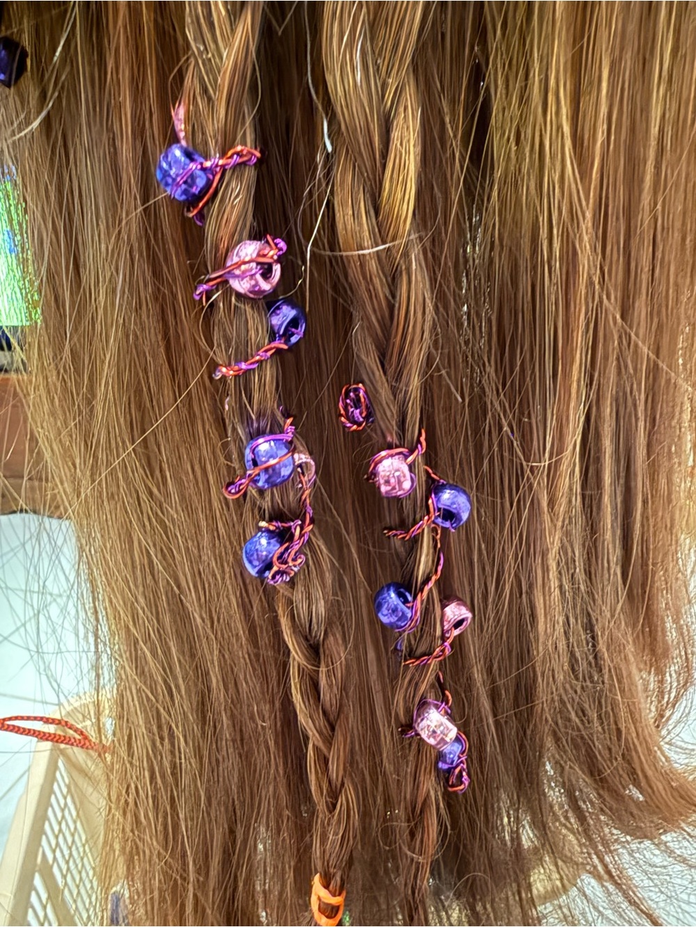 Purple & Pink Beaded Hair Wraps for Women kids 4